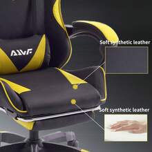 Professional Gaming Chair With Footrest – Swivel Office Chair With Lumbar Support, Casters, And Desk Functionality – Suitable For Home Office And PC Gaming - Yellow - View 8