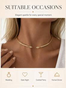1pc Open Rhinestone Geometric Choker, Diamond-Shaped Rhinestone Choker, Perfect For Women's Simple And Chic Party Look - Rhinestones - View 3
