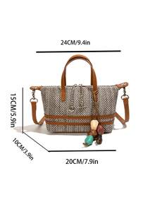Dedoo Bolso de mano mini de nylon con bloques de color, moda clásica de primavera/otoño, bolso bandolera de hombro largo con diseño minimalista y versátil de concha - Marrón - Ver 7