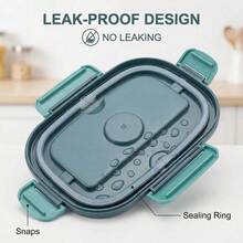 55W 12V Portable Electric Heated Lunch Box, Leakproof Food Warmer Container For Car Truck Office Travel Camping Adult Drivers - Black and Green - View 4