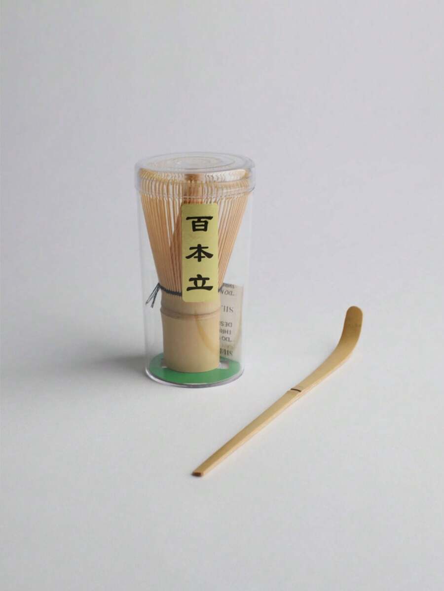 1/2/3 pièces Fouet à thé en bambou, cuillère à thé, cuillère à mélanger le matcha & pelle à thé, outils de préparation du thé, décoration de rentrée scolaire et d'Halloween, brosse à mélanger en bambou japonais 100-pointes/80-pointes