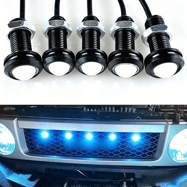 5 pezzi Luci LED ambra gialle per griglia, kit di luci per griglia universale 12V con montaggio a bullone e lente proiettore, luce per telaio paraurti anteriore per Chevy Tahoe Suburban, camion, SUV, pickup, auto, veicoli fuoristrada, ATV, UTV