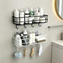 Black and White Random Color Storage Rack (includes Two Adhesive Strips)