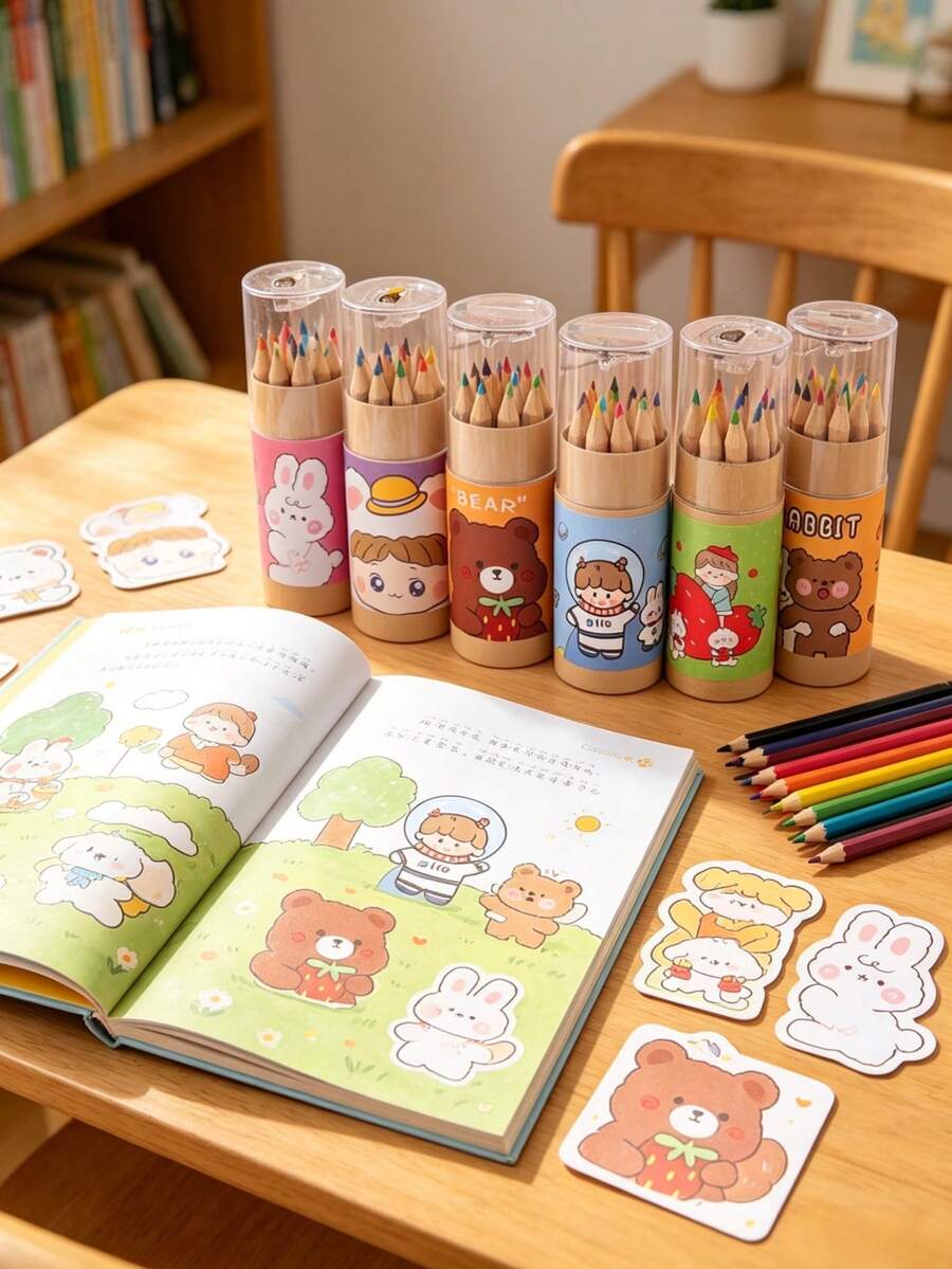 1桶12色彩色鉛筆,適用於繪畫、塗鴉與藝術創作,返校季 - A - 查看 1