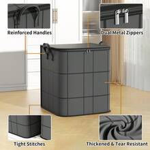 4/3/1pc Large Capacity Foldable Waterproof Dustproof Storage Bag, Suitable For Clothes, Toys, Dolls, Bedding, Blankets, Pillows, Moving Bag, Suitable For Home, Dorm, Outdoor Camping, Bathroom Storage Basket, Laundry Basket, Home Essentials - Grey - View 5