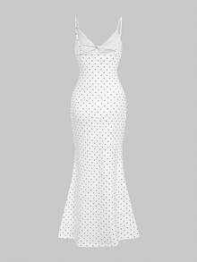 QUNGIGU Women's Polka Dot Sleeveless Spaghetti Strap Dress, Casual Summer Dress, Suitable For Beach Vacation, Dinner And Events - White - View 5