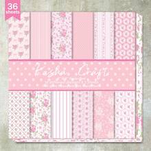 36 Sheets 6inch (Pink Fresh Floral Pattern Background) Scrapbook Thin Paper, Suitable For Bullet Journal, Junk Journal, Greeting Card Background, Photo Album And Handicrafts - Square - View 1