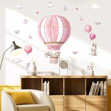 Pink Hot Air Balloon Self-Adhesive Wall Sticker Cartoon Rabbit Children Bedroom Room Kindergarten Decoration Sticker - 30*60cm*2PCS - View 4