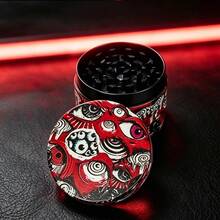 1件 50MM 深色塗鴉紅眼印花 4層研磨器，鋅合金草本研磨器附篩網，個性化街頭風便攜研磨工具 - 查看 10