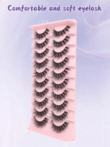 10 Pairs Explosive Messy Style False Eyelashes, 5D Layered Dimensionality, Natural Thick Cross-Over False Eyelashes - Black - View 9