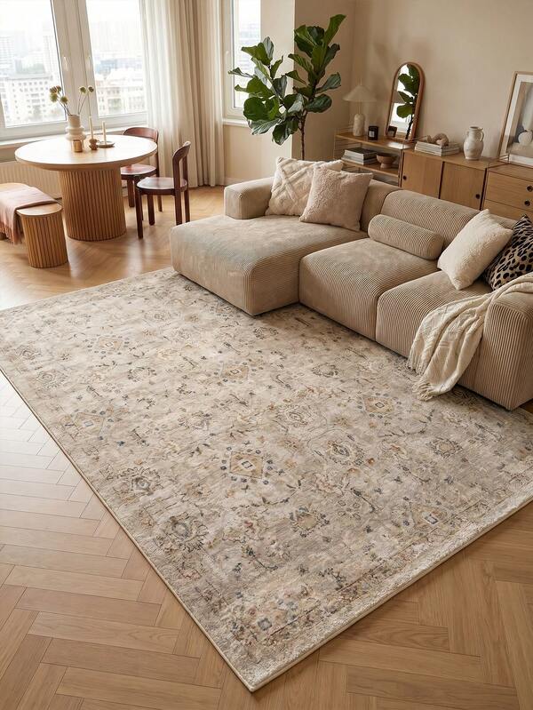 1pc Modern Minimalist Area Rug, Brown Floral Pattern Living Room Carpet, Soft Touch, Short Pile Modern Floor Rug, Suitable For Bedroom, Dining Room, Office, Home Decor And Doormat, Versatile For Various Occasions Like Music Festivals, Wedding Venues And Daily Home Use.