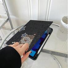 1件復古拼貼小狗與星星印花平板保護殼，相容 iPad 10代 10.9 吋 2022 智能保護殼/Air 13(M3 2025)/Air 11/11(A16 2025)/Galaxy Tab S10+/S9/A9，相容 Oppo Pad、Matepad、Pad、Honor Pad、Xiaoxin Pad - 彩色 - 查看 3