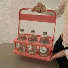 露營野餐籃戶外折疊飲料啤酒籃附手把，INS風咖啡奶茶便利收納籃 - A - 查看 5