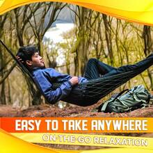 Portable Mesh Hammock - Includes (2 Ropes + 1 Bag), Breathable Nylon Rope Hammock With Metal Rings, Lightweight Camping Hammock For Outdoor, Yard, Garden, Backyard, Travel, Hiking, Beach - A - View 7