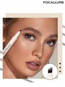 FOCALLURE Pensil Alis Cair Berwarna 4-Cabang FLUFFMAX 0,6ml dengan Aplikator Mikro-Garpu, Pena Tato Alis Tahan Lama dan Anti Luntur untuk Bentuk Alis Alami - #03 COKELAT TUA - View 4