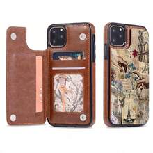 Funda para móvil con diseño de collage parisino, compatible con iPhone de Apple. Fabricada en TPU, protege eficazmente tu teléfono de golpes y caídas. - Marrón - Ver 1