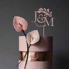 Personalized Heart-Shaped Cake Topper With Heart Pattern And Date, Wedding Cake Topper, Anniversary Cake Topper, Floral Wedding Cake Topper, Mr. & Mrs. Cake Topper, Custom Name Initial Bride & Groom Wedding Cake Topper - H-wedding Cake Tag - View 11