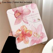 Lily And Other Pattern Painted Effect Acrylic Crystal Tablet Protective Case With Stand, Compatible With Samsung/Apple/Honor/ Popular Models, Foldable Anti-Bend, Silicone Reinforced Corners, Auto Wake/Sleep Function, Built-In Pen Slot, Multi-Angle Foldable Stand - Style 22 - View 4
