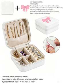 Jewelry Travel Organizer Box, DIY Bow Jewelry Box, Large Capacity Jewelry Organizer Box, Jewelry Storage Box, Multifunctional Jewelry Display Box, Jewelry Collection And Storage, Compact Jewelry Box, Earring, Necklace, Ring Storage - Multicolor - View 12