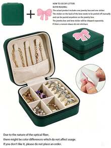 Jewelry Travel Organizer Box, DIY Bow Jewelry Box, Large Capacity Jewelry Organizer Box, Jewelry Storage Box, Multifunctional Jewelry Display Box, Jewelry Collection And Storage, Compact Jewelry Box, Earring, Necklace, Ring Storage - Multicolor - View 13