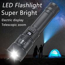 1pc ABS High Brightness Zoomable LED Flashlight With Digital Power Display, Rechargeable Type-C Portable Handheld Torch For Outdoor Camping Hiking Emergency Night Fishing Daily Home Use - Flashlight - View 4