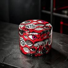 1件 50MM 深色塗鴉紅眼印花 4層研磨器，鋅合金草本研磨器附篩網，個性化街頭風便攜研磨工具 - 查看 1