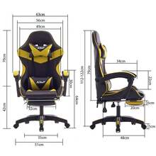 Professional Gaming Chair With Footrest – Swivel Office Chair With Lumbar Support, Casters, And Desk Functionality – Suitable For Home Office And PC Gaming - Yellow - View 3