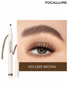 FOCALLURE Pensil Alis Cair Berwarna 4-Cabang FLUFFMAX 0,6ml dengan Aplikator Mikro-Garpu, Pena Tato Alis Tahan Lama dan Anti Luntur untuk Bentuk Alis Alami - #03 COKELAT TUA - View 2