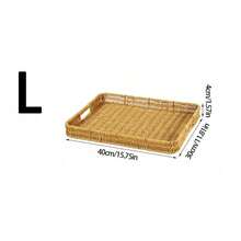 1/2/3pcs Vintage Handwoven Rattan Tray With Handles, Multi-Functional Decorative Basket, Suitable For Bread, Snacks, Fruit, Desserts, Applicable For Kitchen, Dining Room, Living Room, Balcony, Picnic, Home Storage And Organization - Yellow - View 12