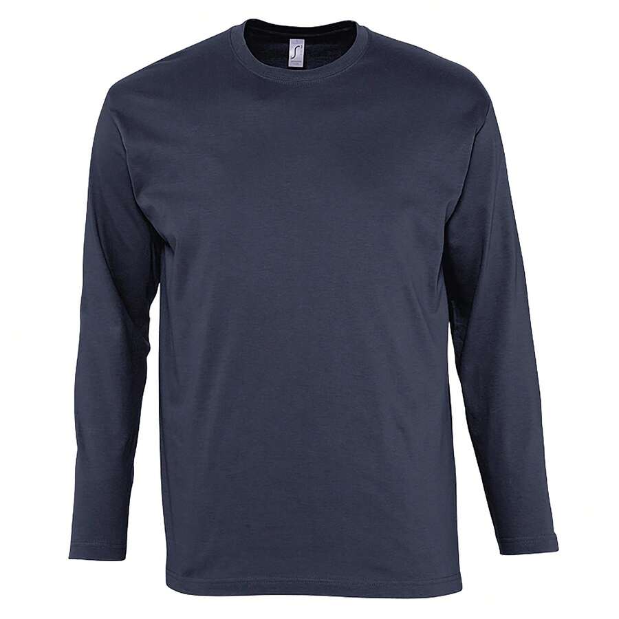 SOLS Mens Monarch Long Sleeve Plain Colour T-Shirt - Navy - View 1