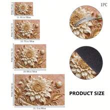 1pc 3D Floral Print Diatomaceous Earth Kitchen Drying Mat, Non-Slip Heat-Resistant Absorbent Mat, Suitable For Kitchen Countertop, Coffee Machine, Tableware, Home Cafe Bar Party Decor Placemat Gift - Multicolor - View 9