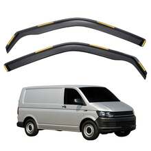 2-Piece Wind Deflectors For VW Golf MK7 (2012-2020) 5-Door Hatchback, Tinted Acrylic Rain Guards - Black - View 1