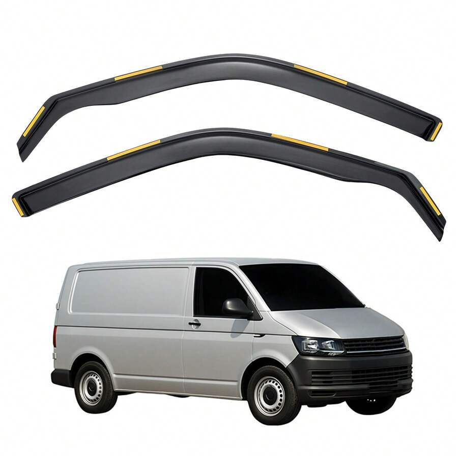 2-Piece Wind Deflectors For VW Golf MK7 (2012-2020) 5-Door Hatchback, Tinted Acrylic Rain Guards - Black - View 1