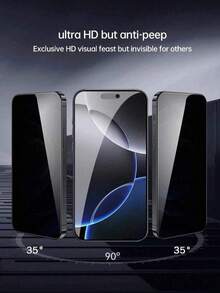ZYSHI 6片裝隱私螢幕保護貼，相容 iPhone 17/16/16e/15/14/13/13 Pro/12/11/17 Pro Max/17 Air/16 Pro Max/15 Pro Max/14 Pro/Plus/Mini/X/XR/XS Max/7/8/SE2/SE3，9H+ 強化玻璃，防刮，全螢幕覆蓋，防窺隱私 - 6pcs Privacy Glass - 查看 3