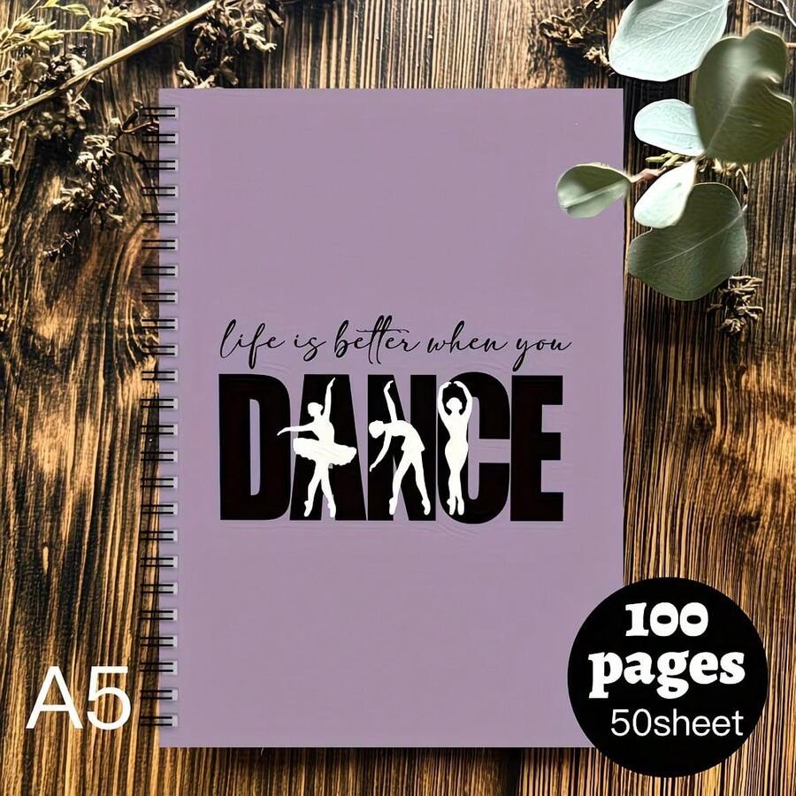 1pc Elegant Ballet-Themed Spiral Notebook With Horizontal Line Ruled Pages - Ballet Barre Cover For Dance Practice Journal, Ballet Dancer Gift, School & Office Supplies (For Ballerinas, Instructors) School Supplies - B - View 1