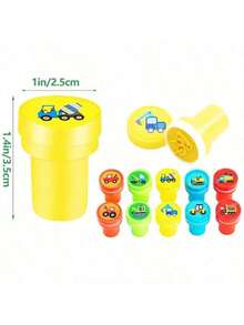 10/20/30pcs Assorted Truck Themed Stamps, Including Garbage Truck, Construction Vehicle, Dump Truck Stamps, Suitable For Teachers - Multicolor - View 3