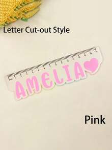 Custom A2 Size Colorful Letter Acrylic Ruler, Personalized Name, 15cm Long, Suitable For Stationery Enthusiasts, Fashionable Ruler For Birthday, Office Use, Daily Tasks And Students - Multicolor - View 5