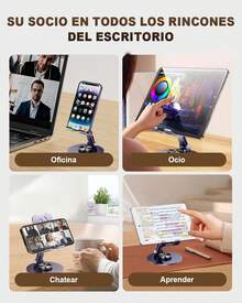 GAMAXIMA Soporte para Celular, Universal Escritorio Soporte Ajustable, Portátil Soporte Celular Plegable Giratorio de 360 °   Multiángulo con Base de Metal Antideslizante, para,, Púrpura - Morado - Ver 8
