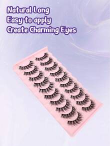 10 Pairs Explosive Messy Style False Eyelashes, 5D Layered Dimensionality, Natural Thick Cross-Over False Eyelashes - Black - View 8