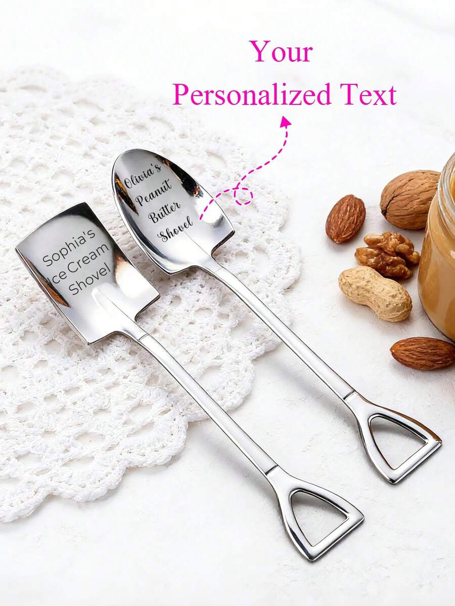 Personalized Engraved Ice Cream Scoop, Name Dessert Spoon, Fun Sentimental Custom Gift For Dad, Mom, Grandpa - Multicolor - View 1