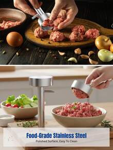 1pc Stainless Steel Meatball Mold, MultiFunction Non-Stick Fish Mold,Portable Meatball Maker Tool,Falafel Maker Scoop, Suitable For Quick And Convenient Fish Ball Making,For Kitchen,Hotel,Restaurant - Multicolor - View 6