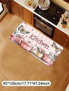 1pc Pink Cookware Pattern Kitchen Mat, Faux Cashmere Square Decorative Rug, Washable Soft Kitchen Floor Mat, Suitable For Party Decor, Room, Hallway, Entryway, Living Room, Bathroom, Kitchen, Study, Indoor And Outdoor Decor, Perfect Gift For Room Decor, Home Decor, Home Gift Welcome Mat, Birthday Gift, Party Gift - View 11