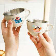 304 Stainless Steel Water Cup With Handle, Cute Cartoon Pattern Double Wall Milk Coffee Cup Mug, Detachable Insulated Anti Scalding Drinking Cup Suitable For Students And Adults To Use In School, Office, Outdoor Camping, Picnic - Multicolor - View 3