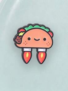 Rocket Flying Taco Enamel Pin, Cute Cartoon Mexican Food Brooch - Multicolor - View 6