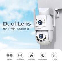 Lenovo X6T Outdoor Security Camera IP Camera Dual Lens PTZ Color Night Vision CCTV Video Surveillance Protection - White - View 6
