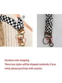 Pulseira de Pulso Feminina com Chaveiro, Pulseira Elástica com Presilha para Cabelo e Argola de Chave, Chaveiro de Carro, Xadrez Preto e Branco, Estampa de Margarida, Estampa Listrada, Acessório de Carro para Campus, Presente de Natal Gótico Y2K Fofo - Multicolorido - Visão 12