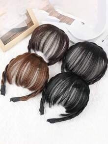 Fishbone Braid Headband With Air Bangs Wig For Women, Natural Seamless Hairpiece To Cover Gray Hair And Add Volume, Headband - Multicolor - View 5