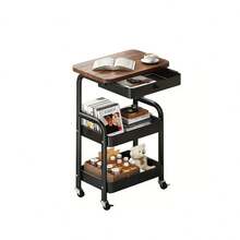 3-Tier Rolling Kitchen Cart, Storage Rack, Multi-Functional Metal Storage Shelf, Snack Rack, Portable Wheels, Suitable For Home Or Office Use, Office Storage And Organization Rolling Cart, Kitchen Cart - Multicolor - View 7