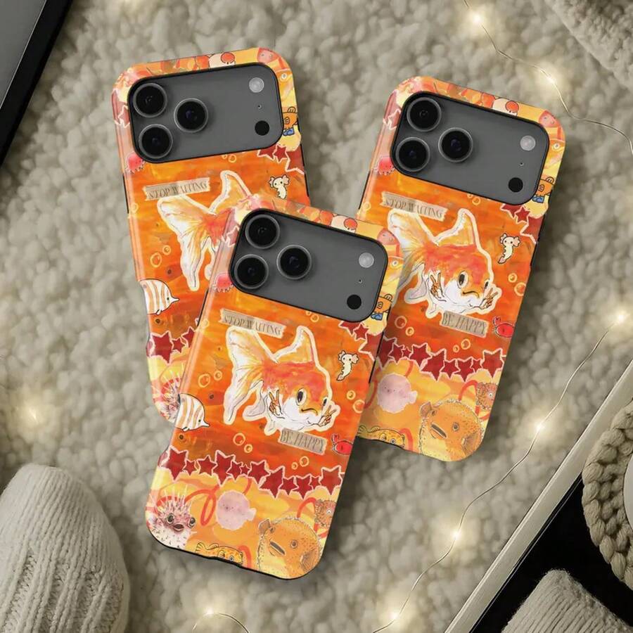 Orange Ocean World, Colorful Big Fish Floral Design Cover For IPhone 17 16 15 14 13 12 11 Pro Max, Floral Cover For Samsung S21 S22 S23 S24 S25 Ultra Case - Tough Matte Case - View 1