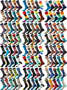1/5/8/15/20/40 Pairs Unisex Mid-Calf Socks, Random Color, Fun & Novel, Comfortable & Breathable, Suitable For Party Gifts And Daily Wear - Multicolor - View 2